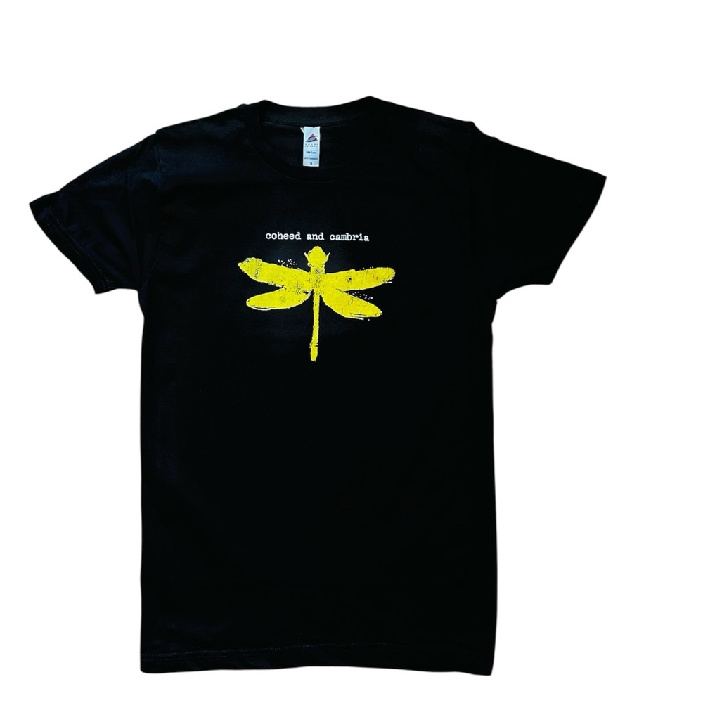 Black T-Shirt with Yellow Dragonfly Design Coheed and Cambria